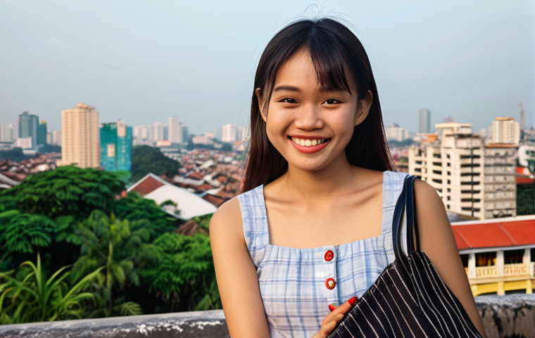 **

> A young Vietnamese woman smiling, holding a stylish handbag made from an upcycled old shirt. The background features a vibrant, modern cityscape of Hanoi or Ho Chi Minh City. Focus on the handbag's unique design and the woman's confident, eco-conscious style.

**