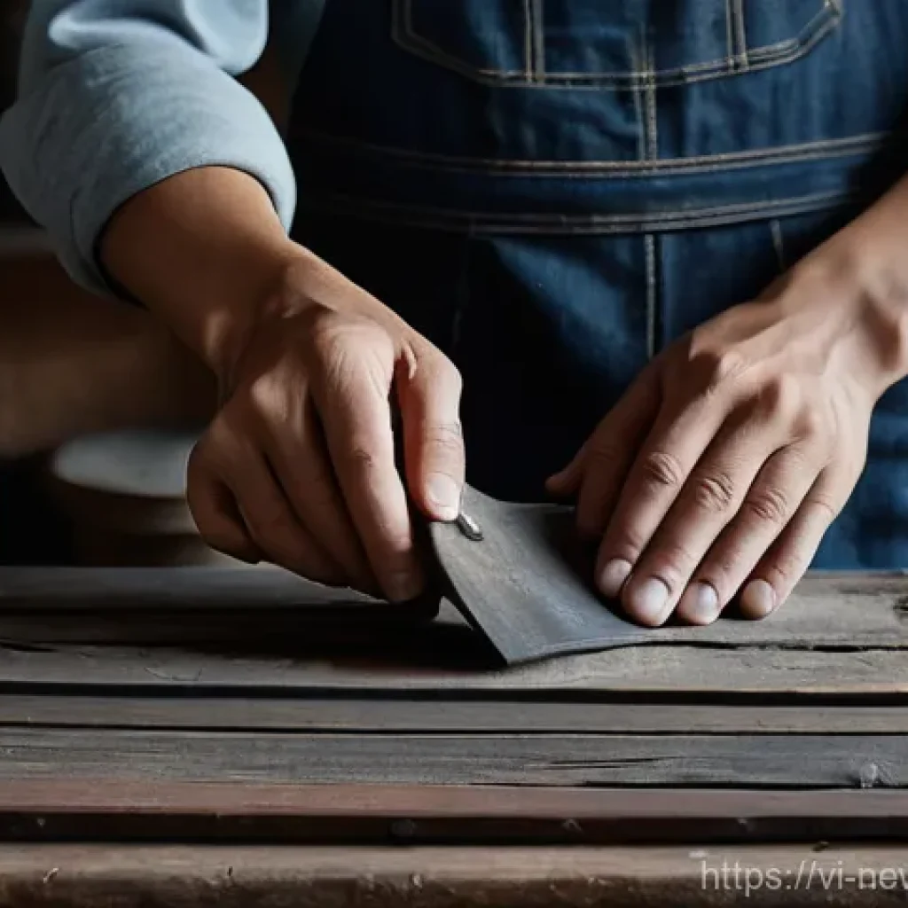 업사이클링 제품의 품질 개선 사례 - **Prompt 1: The Artisan's Insightful Selection**
    "A close-up, eye-level shot of a Vietnamese art...