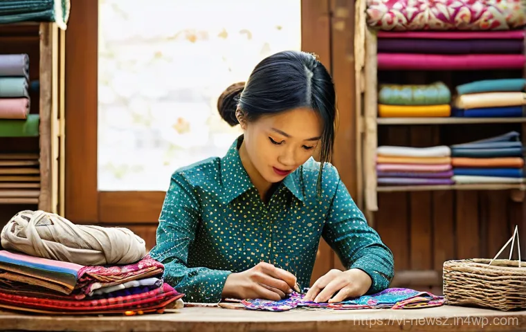 업사이클링 스타트업과 온라인 커머스의 상관관계 - **Upcycled Fashion Bag Creation in a Vietnamese Workshop**
A focused young Vietnamese female art...