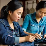 Home 20 업사이클링 제품의 가격 책정 전략 - A vibrant Vietnamese artisan workshop showcasing the upcycling process: skilled hands transforming o...